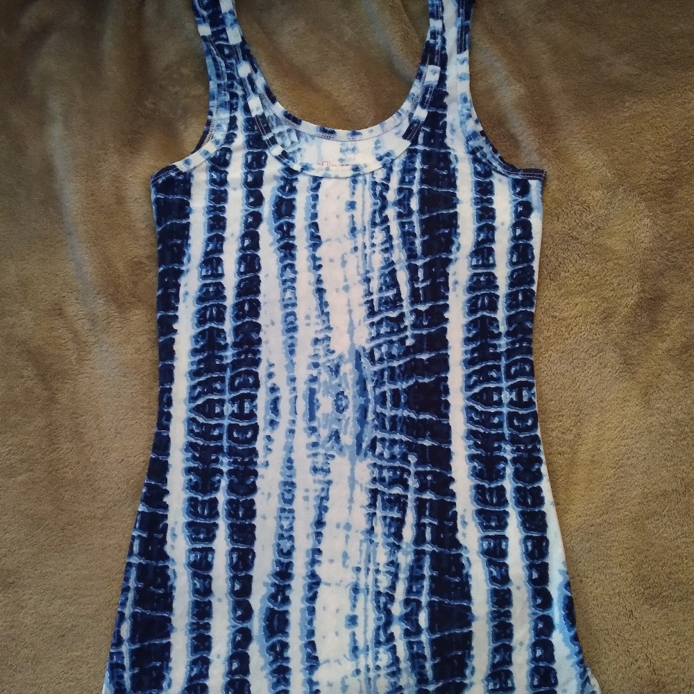 Tie Died tank top, Blue and White, Size Small